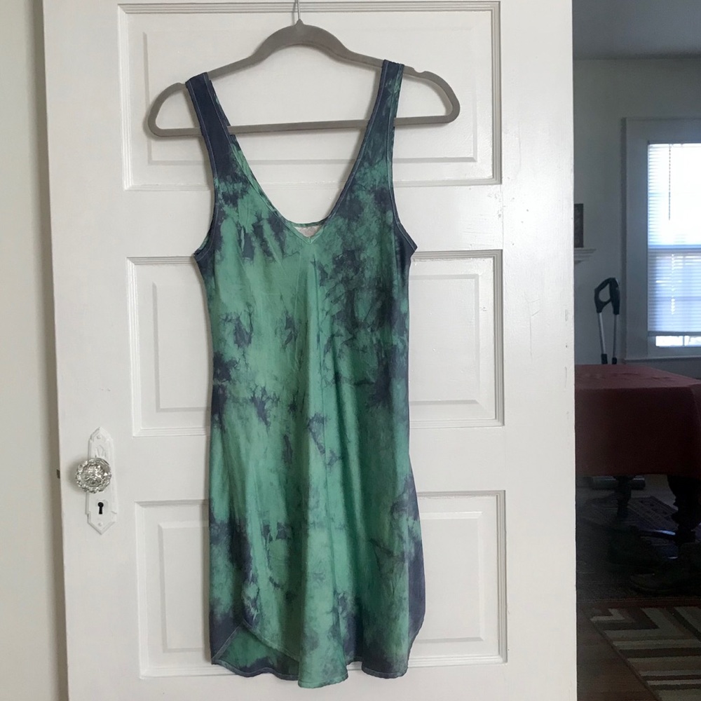 Vintage turquoise and blue tie dye Silk Dress